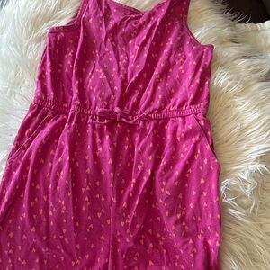 Pink Heart Print Tank Romper